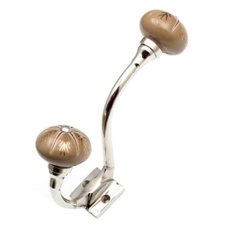 Golden Leaf Ceramic Floral Silver Iron Hook